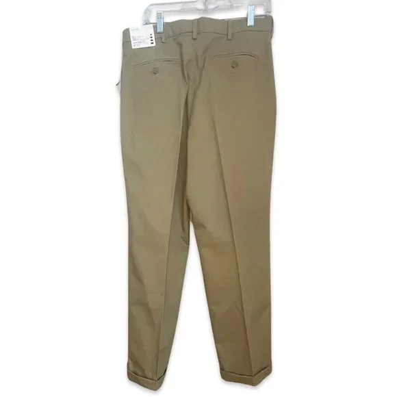 Khaki Lands' End Men Pleated Front Pants Size 34 NWT - Picture 2 of 3